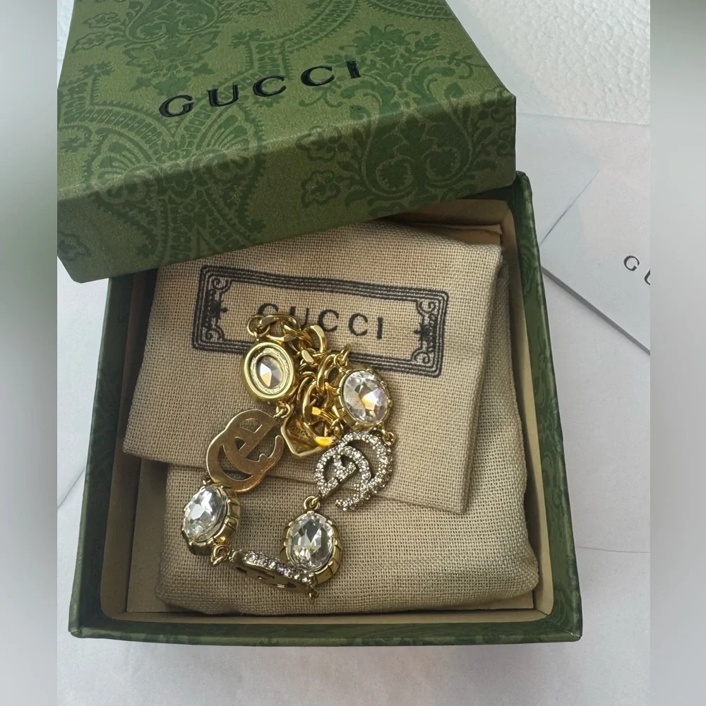 Gucci Crystal-Embellished Gold and Silver Bracelet - Picture 5 of 12